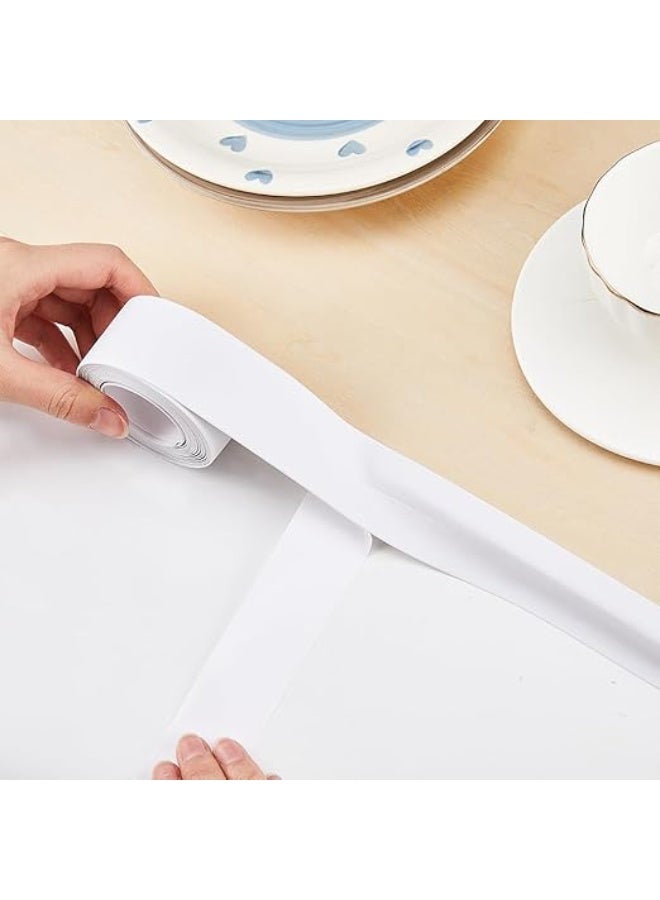 شريط سيليكون ذاتي اللصق المقاوم للماء 3.2 قدم أبيض قابل للتقشير واللصق لمشاريع الحمام، بلاط الأرضيات، ورق الجدران، المرحاض، حوض الاستحمام، جدار الدش، حواف الجدران، سهل وسريع التركيب، مناسب للمستأجرين - Image 3